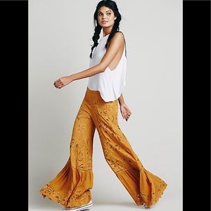 Free people wide leg cut out pants 8 yellow